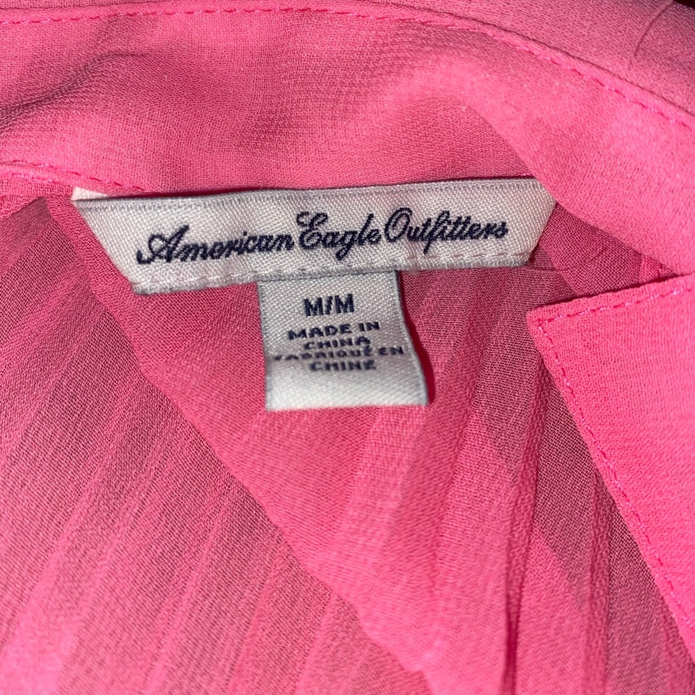 Pink sheer collard shirt